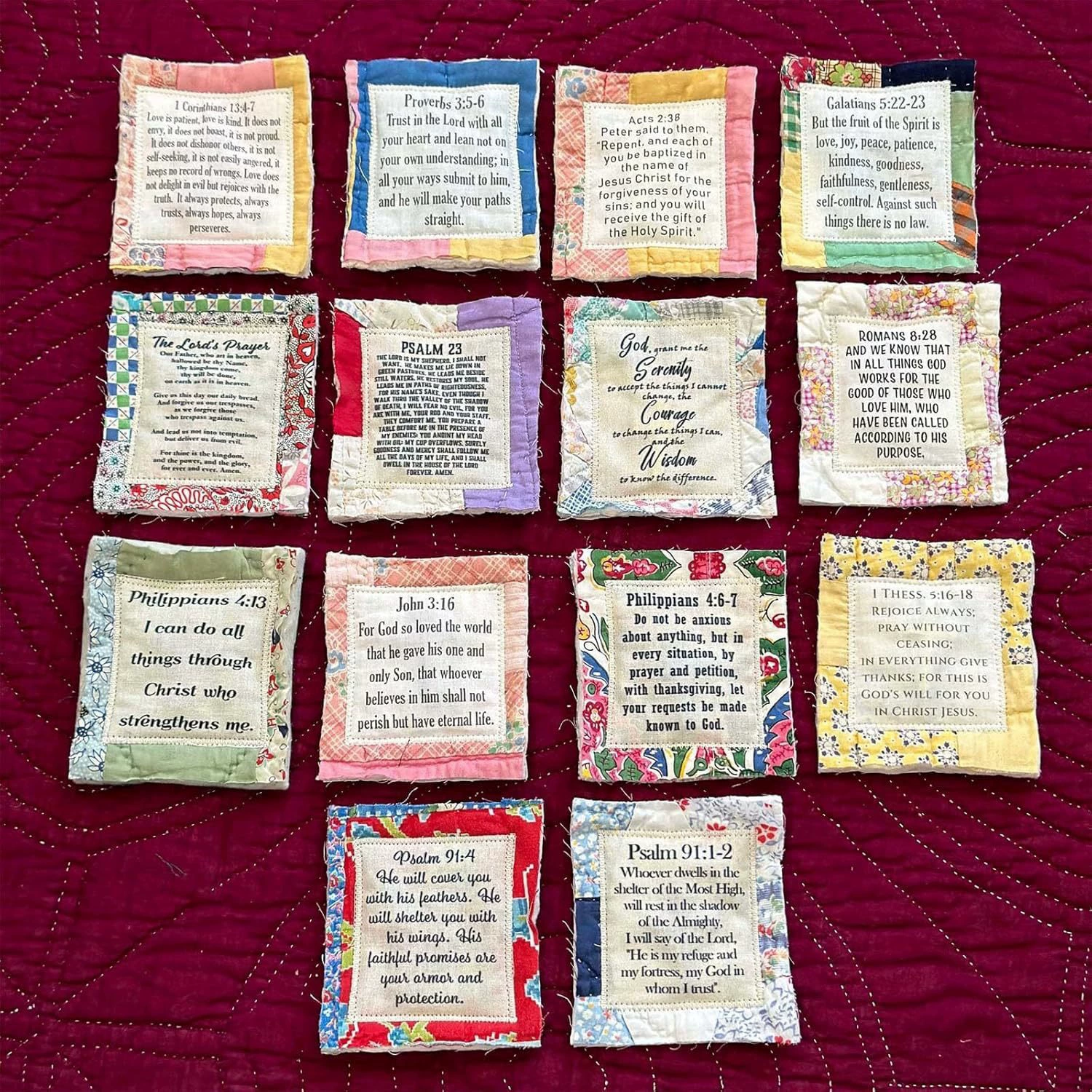 Креативная маленькая тканевая сумка с крестом и молитвенной надписью Prayer Quilt with Cross Inside