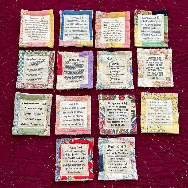 Креативная маленькая тканевая сумка с крестом и молитвенной надписью Prayer Quilt with Cross Inside