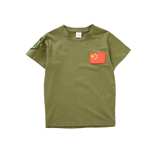 Children's Camouflage T-Shirt, Primary School Short-Sleeved Military Training Uniform, Short-Sleeved T-Shirt, Kindergarten Performance Costume, Group Purchase Clothing