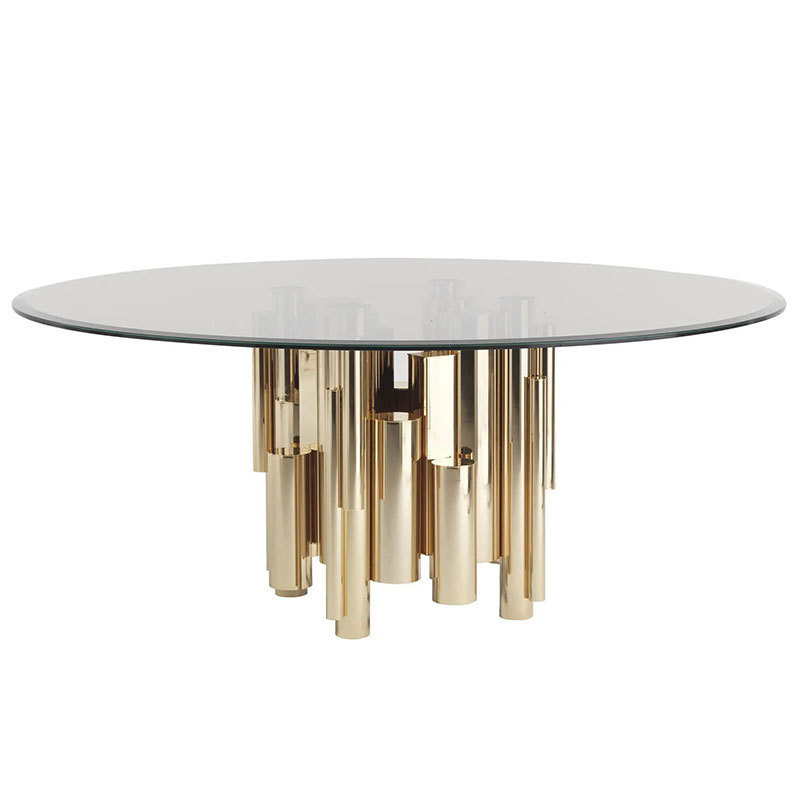 Italian Modern Robert Dining Table Villa high quality with Turntable Tempered Glass Marble Countertop Luxury Dining Table
