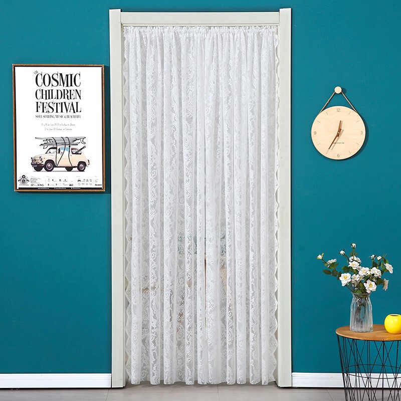 New Wholesale French Accessible Luxury Lace Curtain Bedroom Gauze Door Curtain Partition Decoration Cover Ugly Punch-Free Hanging Curtain