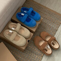 【現物】本革の羊の毛の豆の綿の靴の女性の外は冬のベルベットの底のかわいいメアリー珍の靴を着ます。