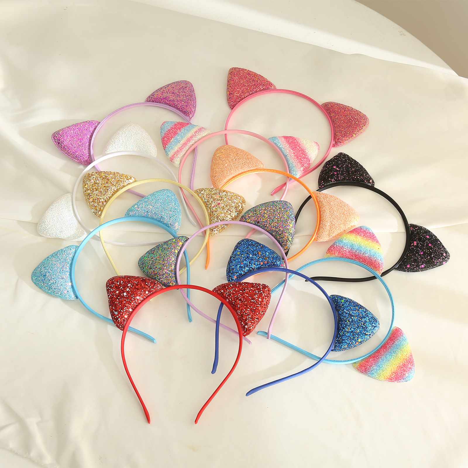 Cute Cat Ears Cloth Sequins Hair Band 1 Piece display picture 1