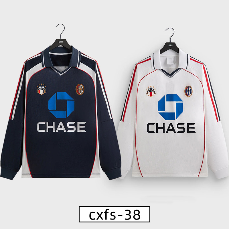 Comercio extranjero transfronterizo para camisetas de fan de manga larga personalizadas otoño y invierno 2025, camisetas de fútbol gruesas, camisetas de fútbol retro