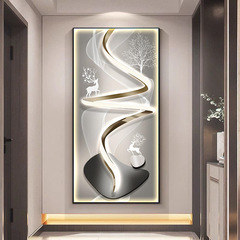 麋鹿玄关装饰画寓意好镶钻发光带灯走廊过道挂画轻奢现代客厅壁画