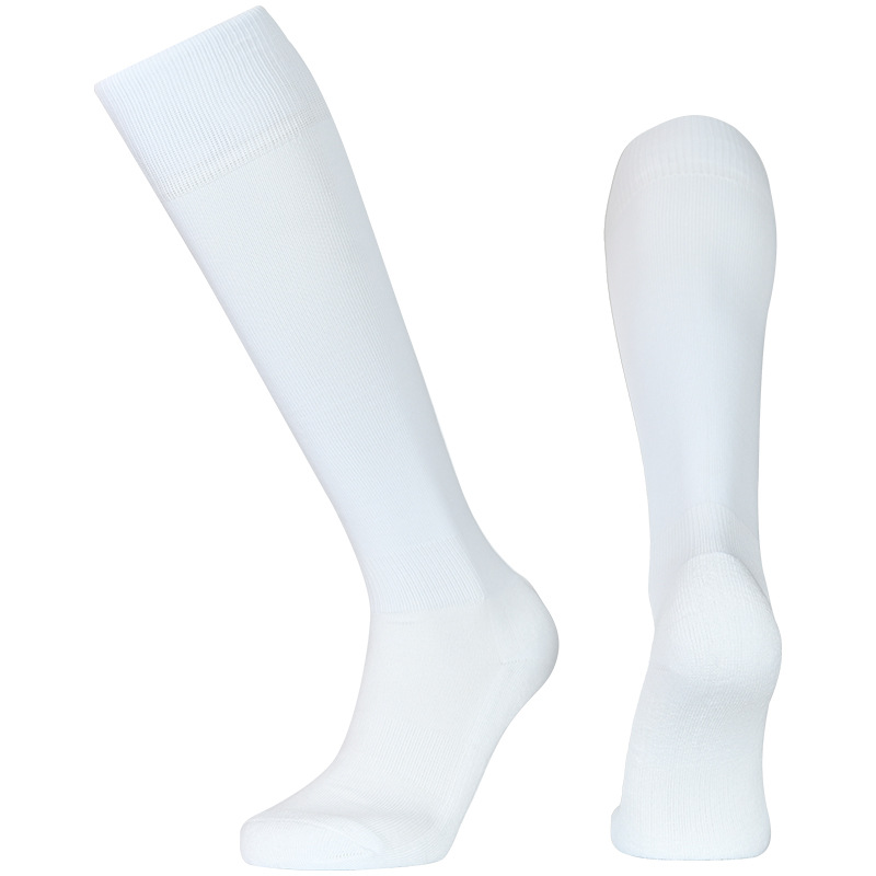 Thick Solid Color Towel Bottom Long Tube Soccer Socks, Over-The-Knee Non-Slip Wear-Resistant Pleated Stacked Rugby Socks