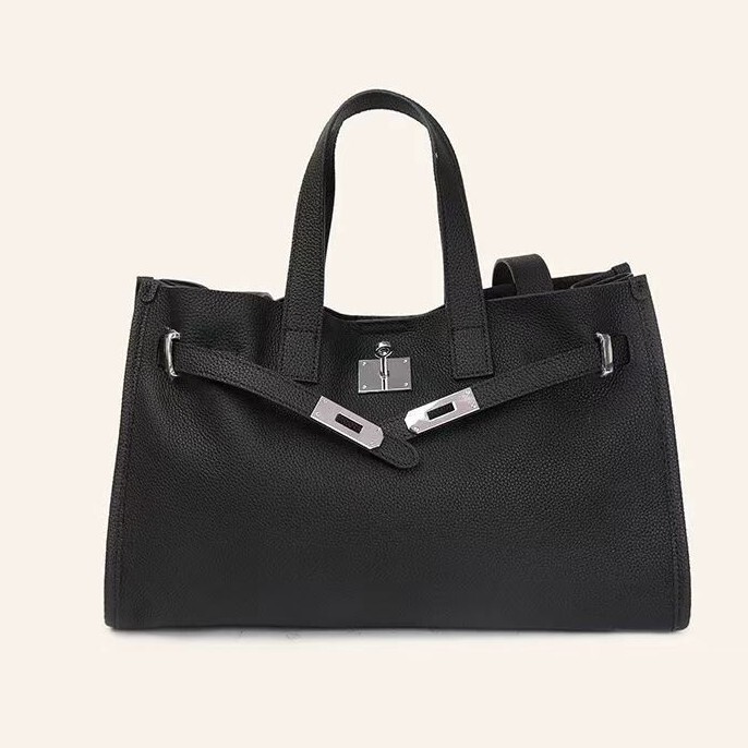 Large-Capacity High-Quality New Platinum Cross-Border Genuine Leather Women's Bag First-Layer Cowhide Crossbody Hand-Held Lock Kelly Large Bag