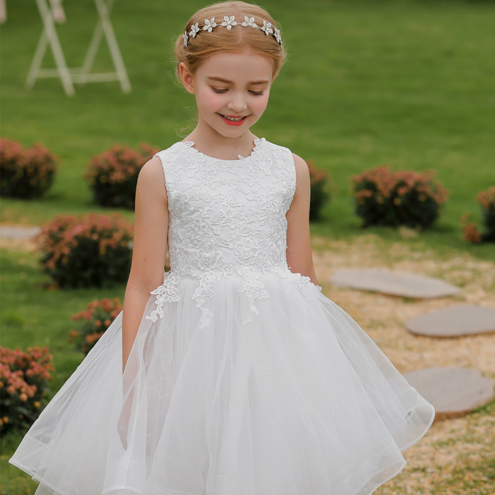 Kinder-Spitzen-Tutu-Rock mit Reißverschluss, Blumenkleid, festliche Kleidung, Mädchen-Kleinkindkleidung im Alter von 3-7 Jahren_voghion.com
