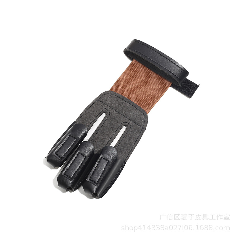 弓箭射箭器材护指护臂 真皮牛皮美猎 三指指套手套 传统反曲护指