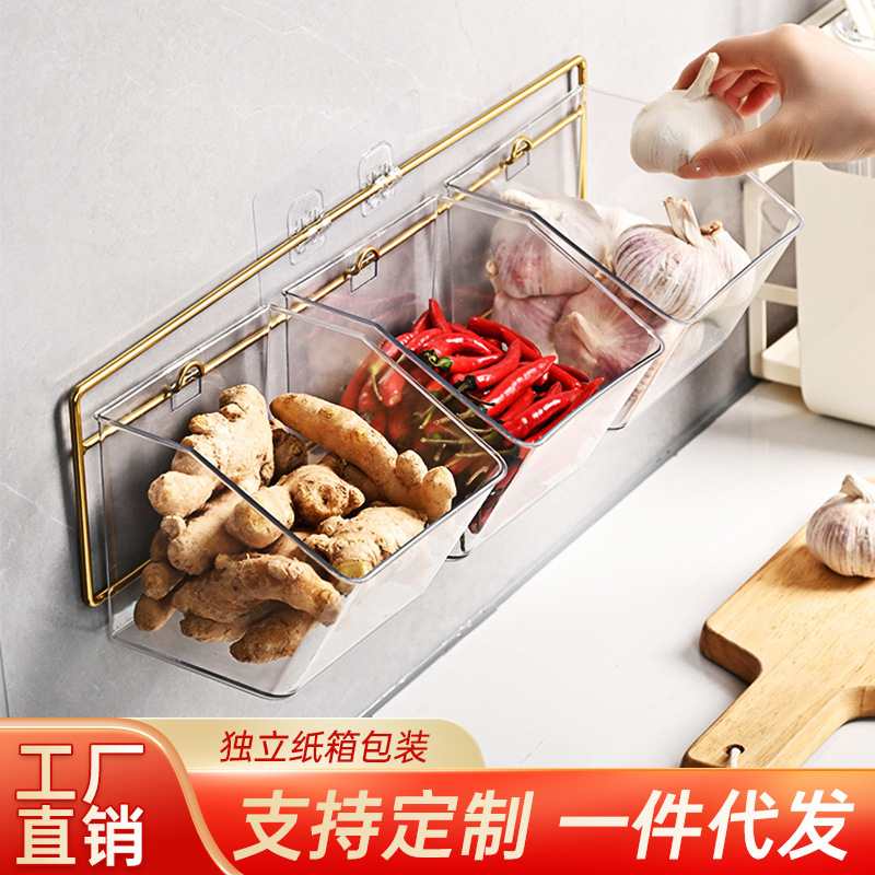 ネギのショウガのニンニクはかごの台所を収納してニンニクの頭の壁掛けの物かごのショウガのニンニクの収納棚を置いて壁の食べ物の箱の神器を掛けます。|undefined