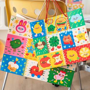 Guantao Cartoon Text Handbag Gift Bag 2025 Cartoon Cute Creative Gift Bag Handbag Paper Bag