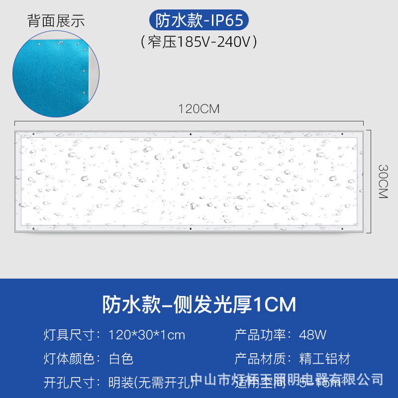 IP65 impermeable 300 * 1200 led limpio lámpara de placa plana sin polvo taller de alimentos hospital cubierta abierta techo