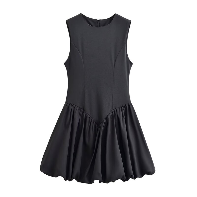 Pb&Za Cross-Border Spring New Women's Clothing Elegant Sleeveless Round Neck Balloon Effect Short Dress 3644152 Pb&Za Cross-Border Spring New Women's Clothing Elegant Sleeveless Round Neck Balloon Effect Short Dress 3644152