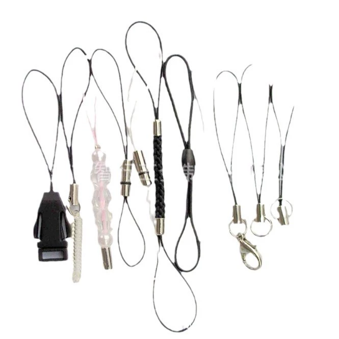 Black mobile phone, silicone strap, cards, USB flash drive, pendant