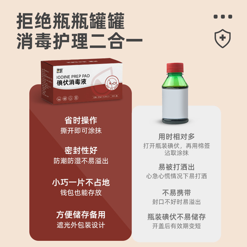 Disinfectant Iodophor Cotton Pads with Household Independent Packaging, Iodophor Wound Cleansing Cotton Pads, Manufacturer Wholesale