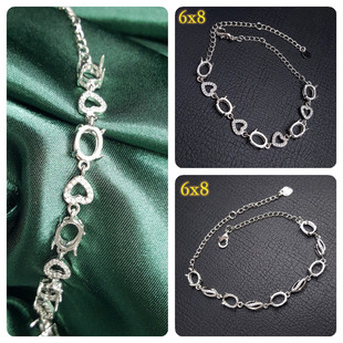 S925�y��朿��� ʯλ�ߴ� 6x8mm ����DIY�Ƕ������ ���s�r�А���