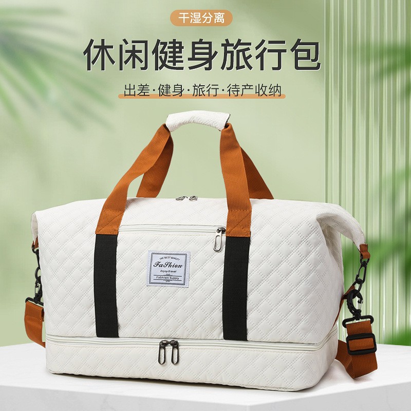 Bolsa de viaje de separación húmeda y seca portátil con varilla de tracción ajustable gran capacidad de almacenamiento de expansión ligera bolsa de equipaje de color de contraste bolsa de maternidad