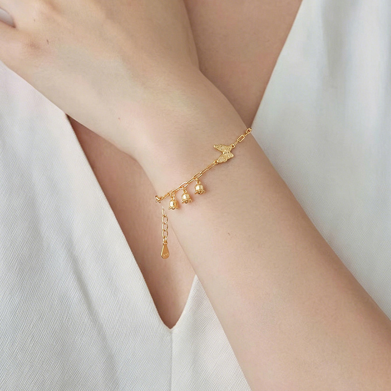 Vòng tay bạc S925 hình hươu bạc phong cách cổ điển, tua rua bướm nhẹ nhàng — Loại bạc