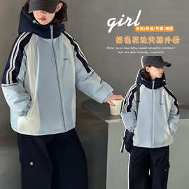 冬季大女童夹棉外套冬装新款童装儿童女孩加厚上衣棉衣冲锋衣休闲