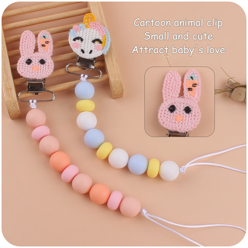 Nuevo bebé suministros de dibujos animados animal chupete clip creativo bebé DIY cuentas de silicona mordedura molar chupete cadena