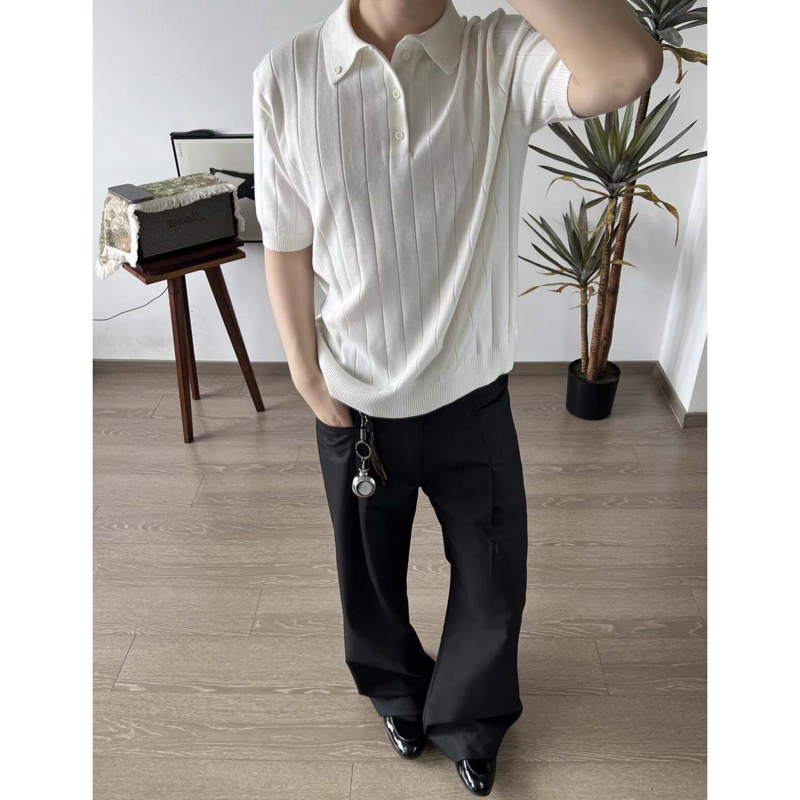 Camisas de polo de negocios de manga corta camiseta de punto de hombre a rayas de verano fábrica transfronteriza mayorista