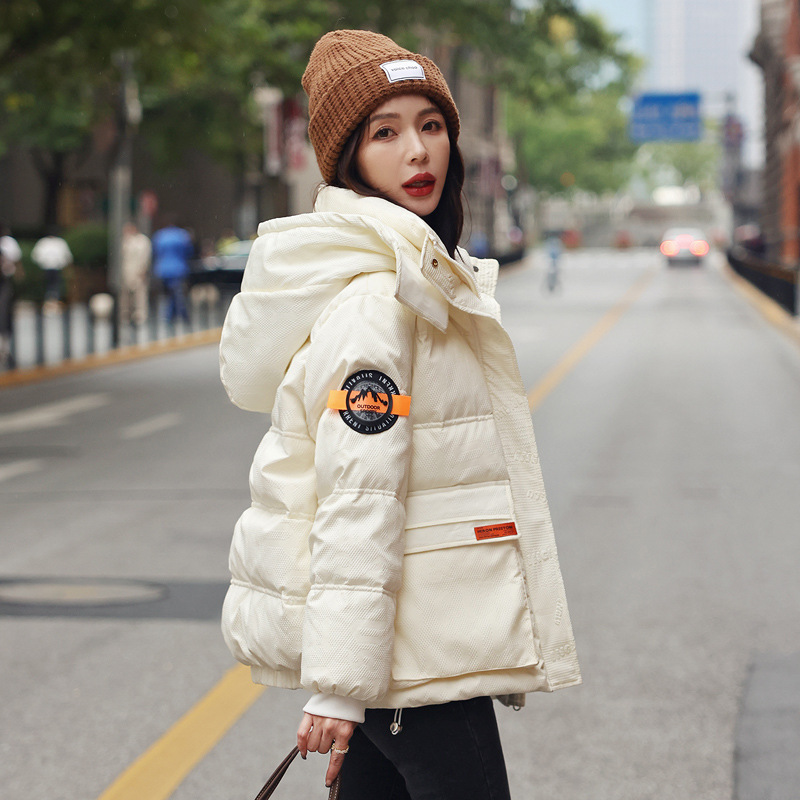棉服女装时尚女韩系工装棉衣2023新款短款小个子加厚羽绒棉袄外套