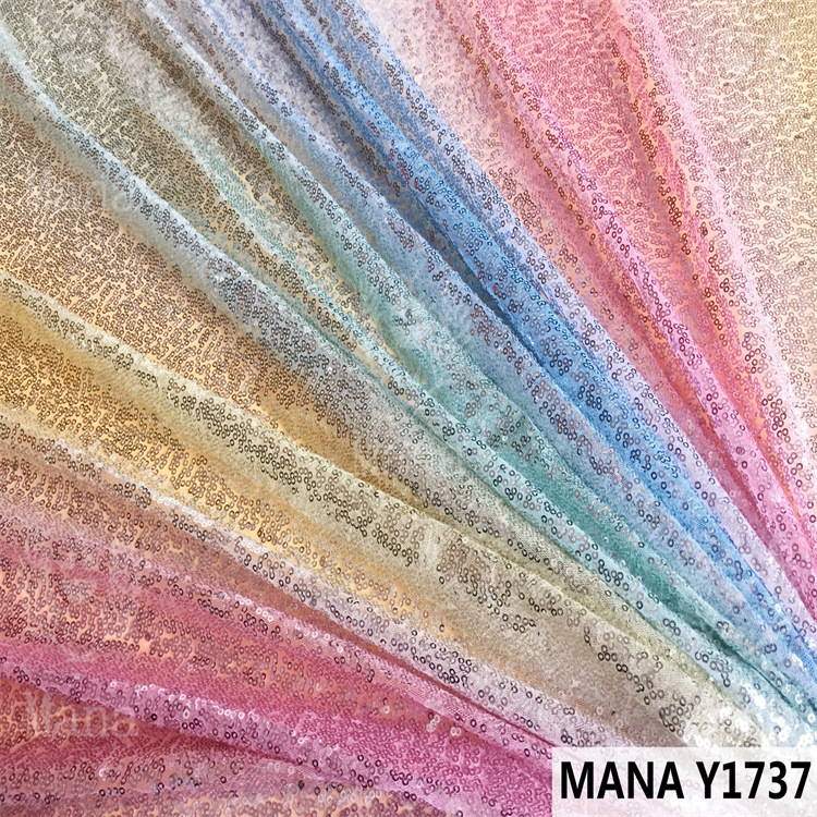 玛纳30眼涤纶网布亮片绣花渐变数码印花时装连衣裙舞台装网纱面料