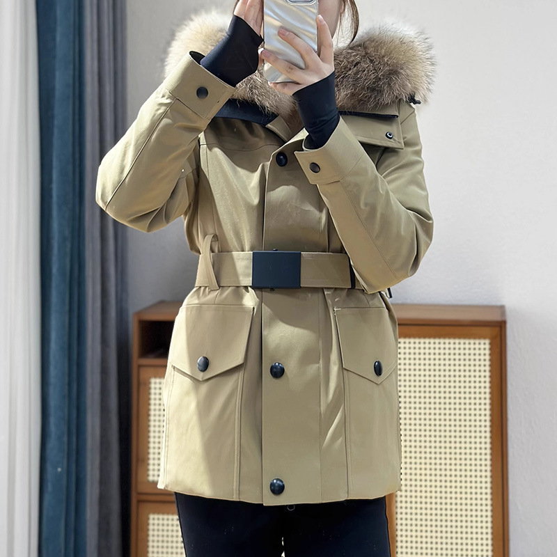 Workwear Goose down Jacket Short Hooded Large Fur Collar Cold-Proof Clothing Ski Clothing Outdoor Sports Women's Winter Clothing