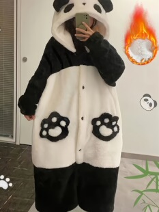 Y 40674 Cartoon Panda Coral Fleece Robe ��ͨ��؈˯�� �羳��