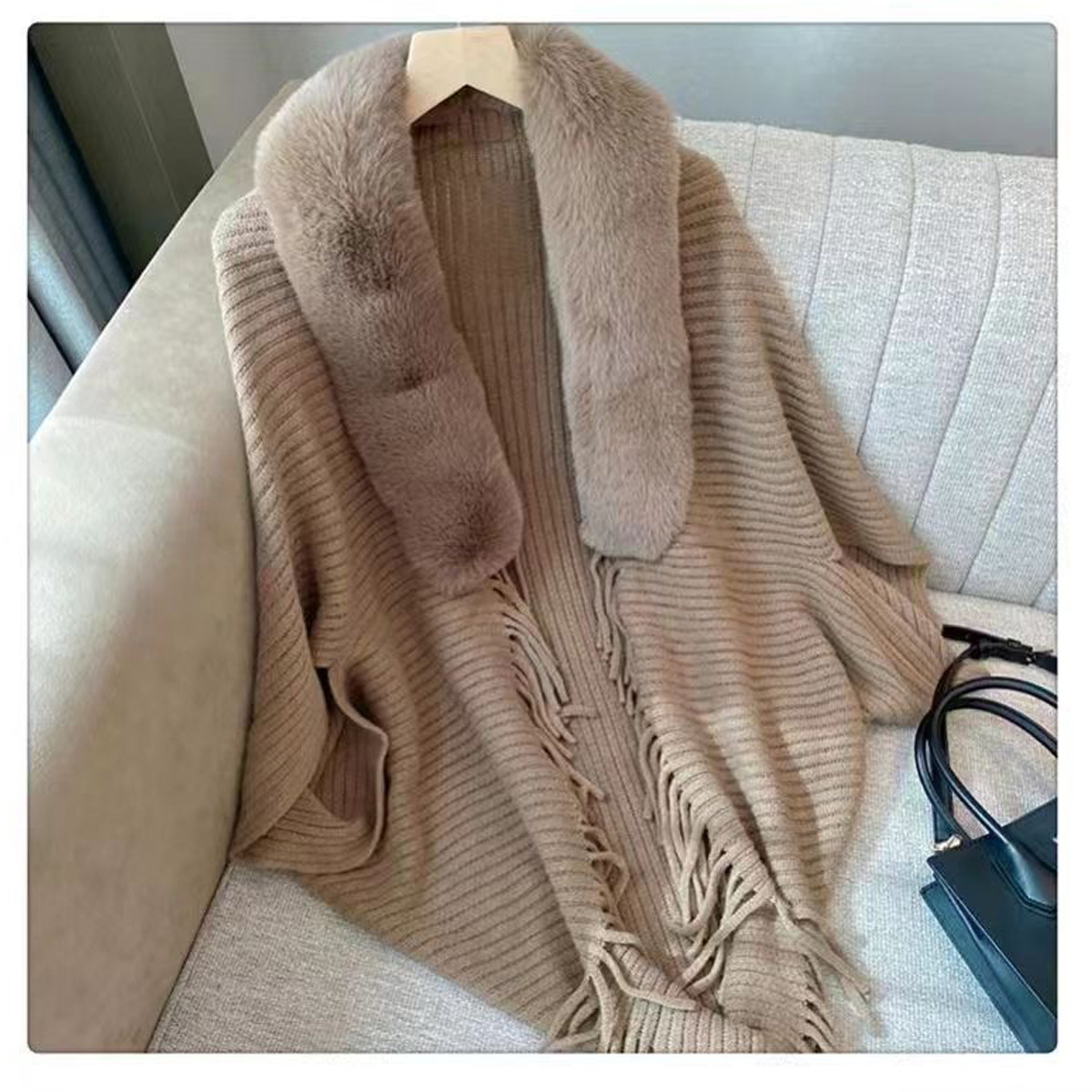 Otoño y invierno nuevo cuello de lana chal clásico de color sólido bordado cuello de lana con bufandas capa capa