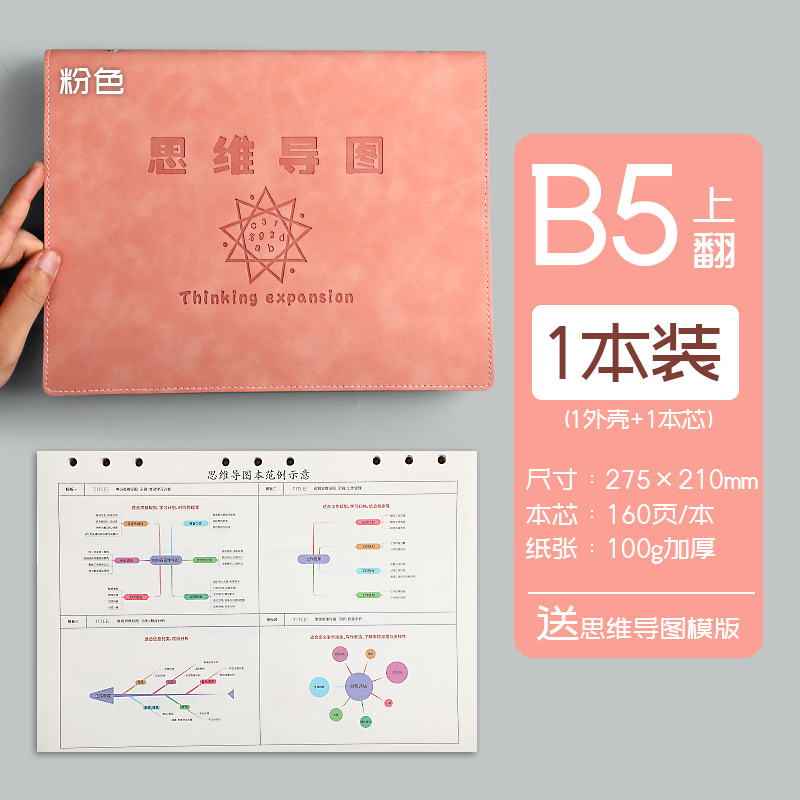 Mapa de la mente cuaderno a4B5 cuaderno de hojas sueltas desmontable estudiante simple examen de ingreso de posgrado Aprendizaje de cuero suave en stock al por mayor