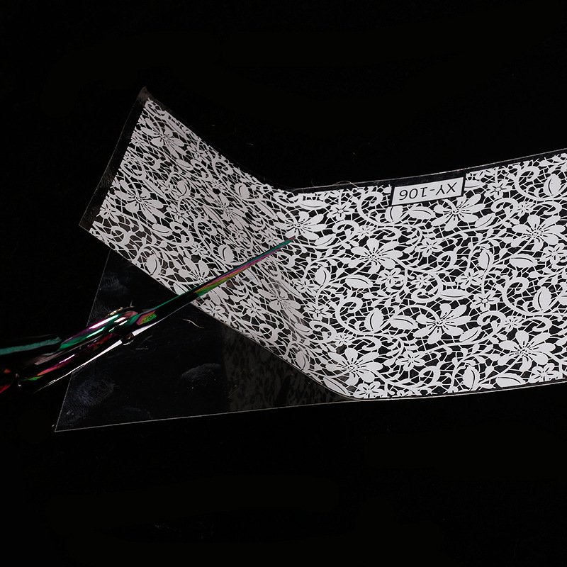 Nuevo tipo transfronterizo de manicuría japonesa pegatinas de encaje en el viento de manicuría pegatinas de uñas pegatinas de encaje duro negro y blanco