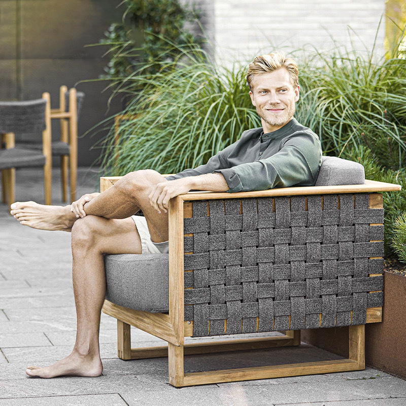 Sofá al aire libre patio villa jardín teca caña al aire libre ocio impermeable madera maciza vivienda muebles transfronterizos