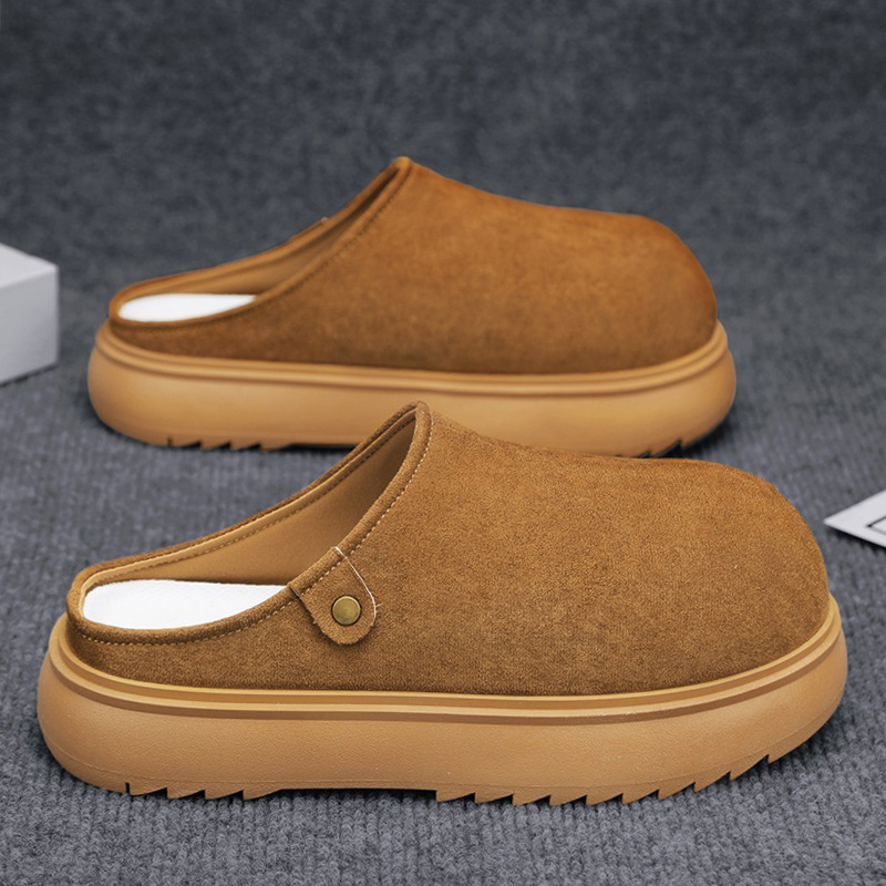 Retro explosión de zapatillas de bolsillo grueso para hombres 2025 nuevos zapatos de verano de un pie Boerken