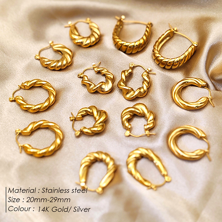 11g Weight 0.05µm-0.08µm Gold Plating Thickness PVD Coated Gold Plating Process 304 Stainless Steel Ear Needle Material 14K Real Gold Plated, Real Gold Plated Plating Material Hoop Earrings Classification 1 Pair Quantity Daily Occasion 304 Stainless Steel Material Geometric Pattern Women's Gender Simple Style Style Waterproof Non Tarnish, Plating Craft PVD Coated 18K Gold Real Gold Plated Geometric Stainless Steel Simple Style Waterproof Non Tarnish Hoop Earrings 无