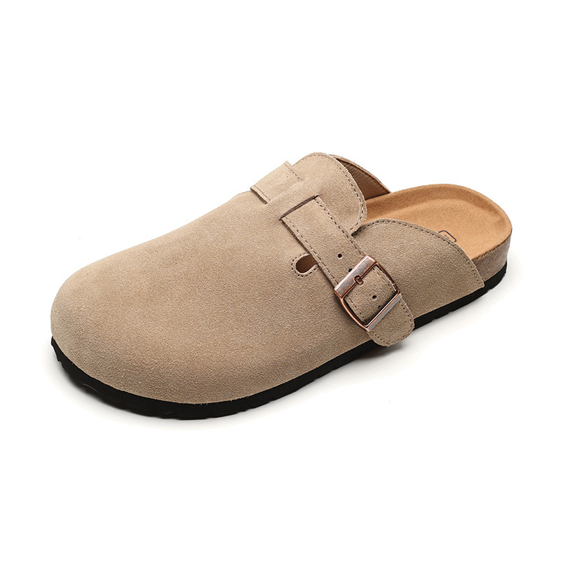 Versión de cuero de vaca ~ Bocken zapatos para mujeres 2025 nuevo aumento de altura un pedale de suela gruesa para usar zapatos de primavera y otoño medio calentamiento zapatillas