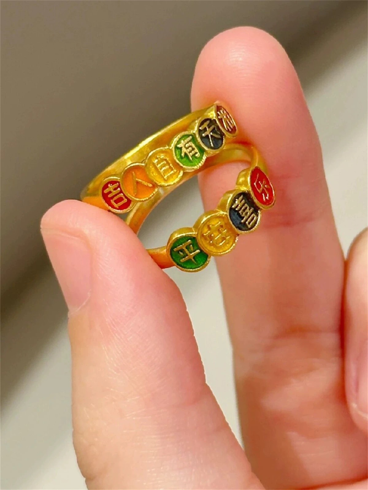 Dámsky prsteň Ping An Joy, staroveký smalt, dobré slová, národná móda, nový čínsky štýl, retro temperament, vysoko kvalitný zmyselný prsteň_voghion.com