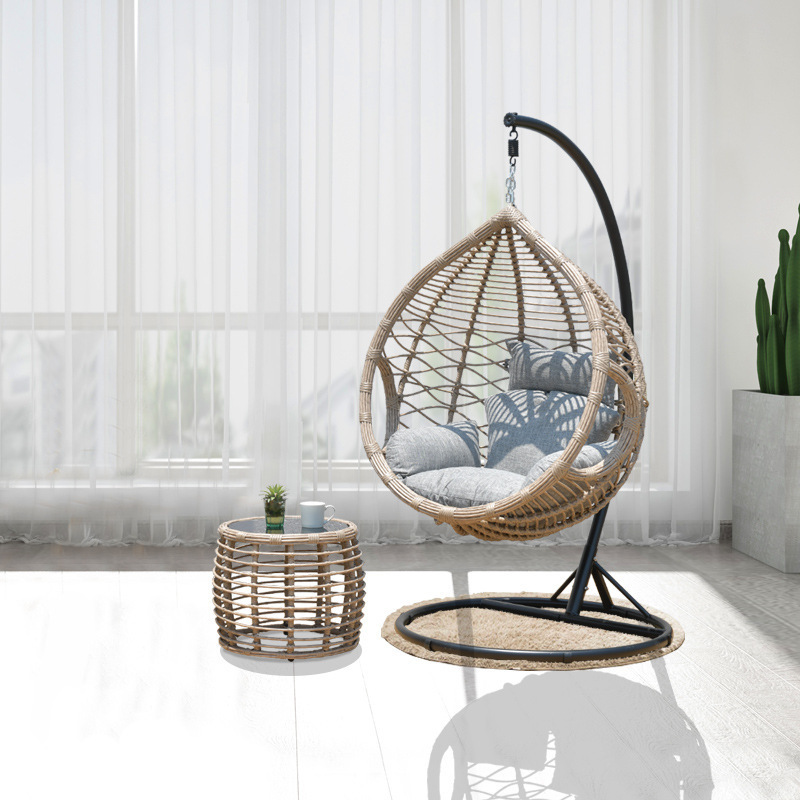 Silla colgante de ratán para una persona, para exteriores, balcón, patio, ocio, acero al carbono, estilo colgante para interiores, moderno