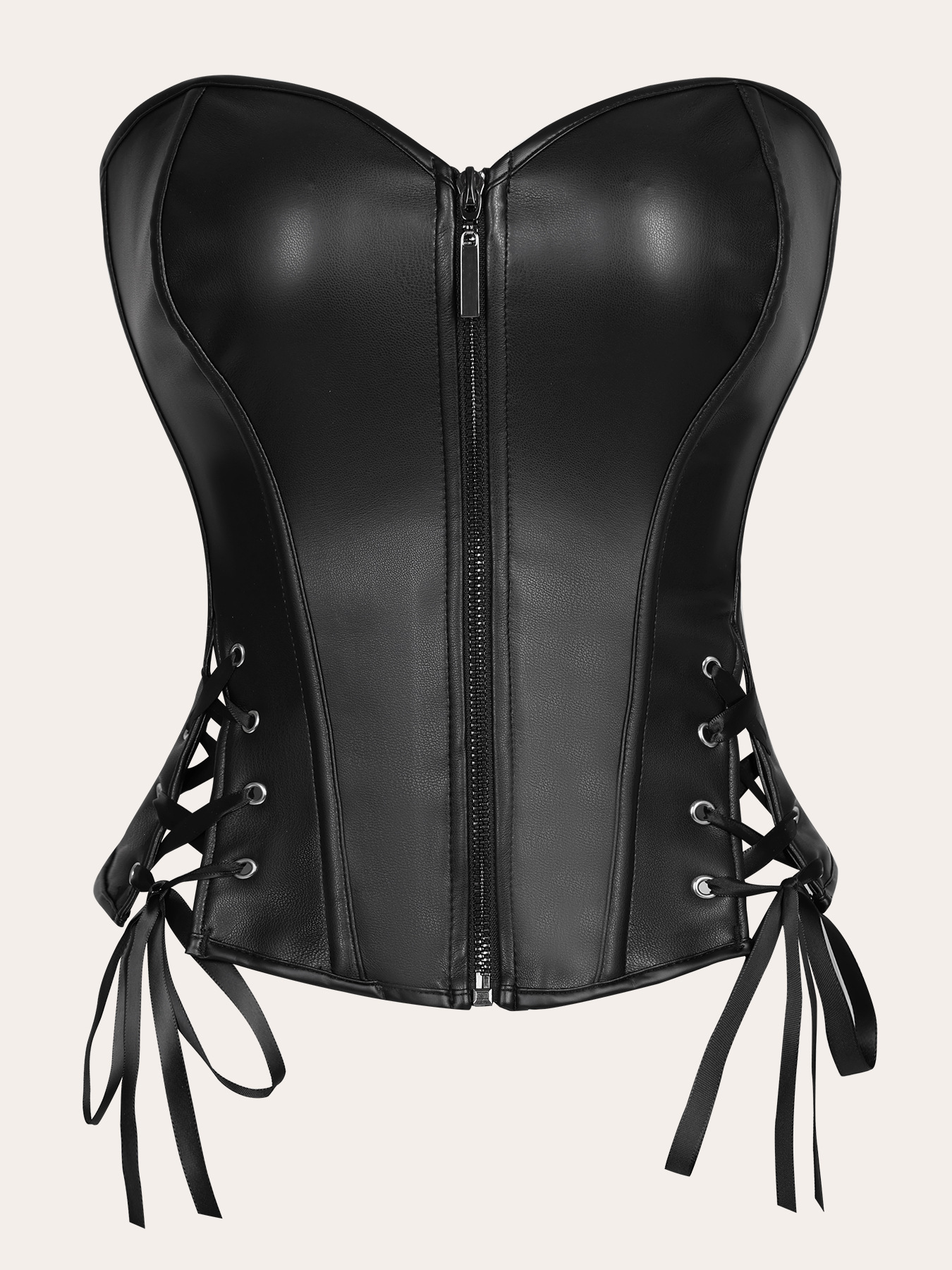 Black Punk Hot Girl Wind Tie Belt Belt Body Tape Bow Body Top Zipper Body Top de alta calidad