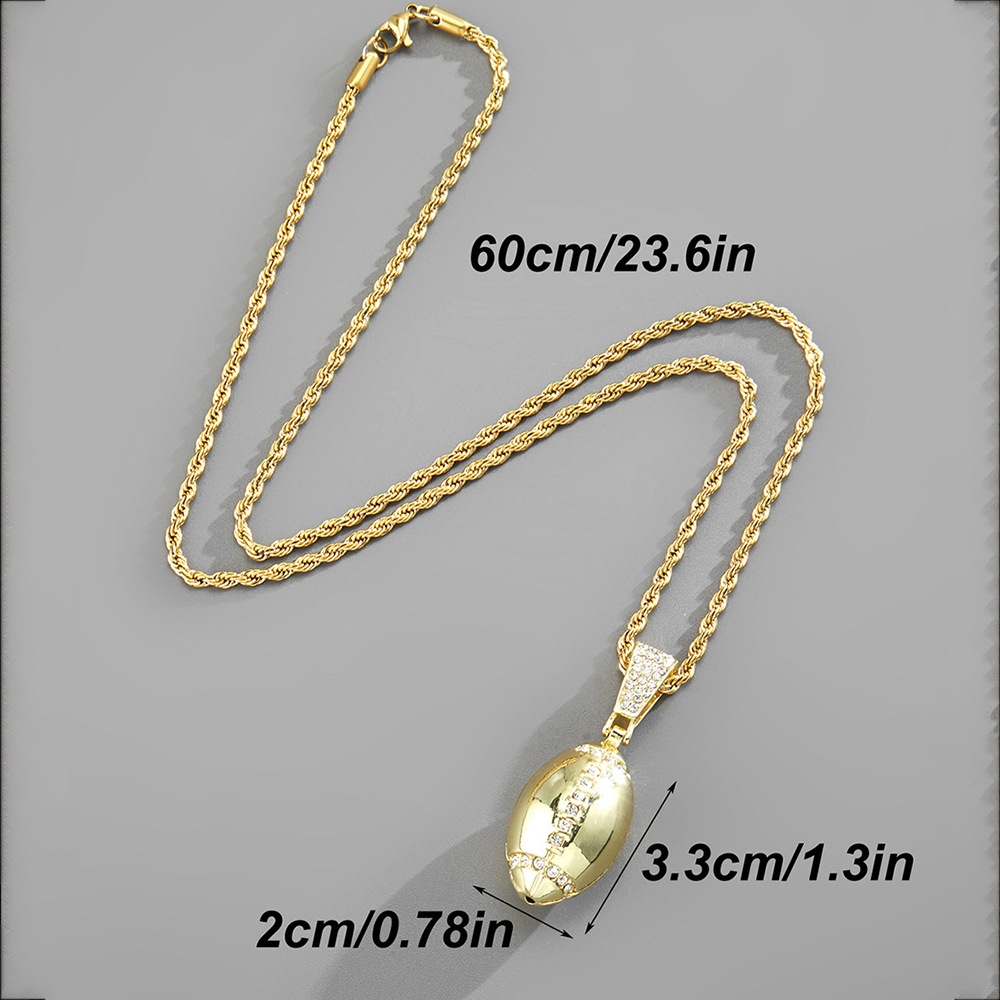 New Design with Elliptical Alloy Rugby Hip Hop Necklace Pendant_voghion.com