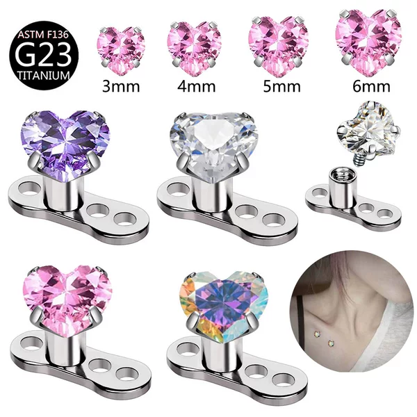 Cross-Border Hot Selling G23 Titanium Alloy Subcutaneous Nail Heart Zircon Internal Thread Bone Nail F136 Heart-Shaped Nail
