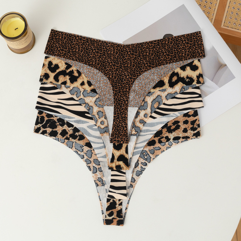 Pantalones interior europeas y americanas sin marcas de hielo de verano de leopardo caliente de dama T-pantalones delgadas de moda sexy