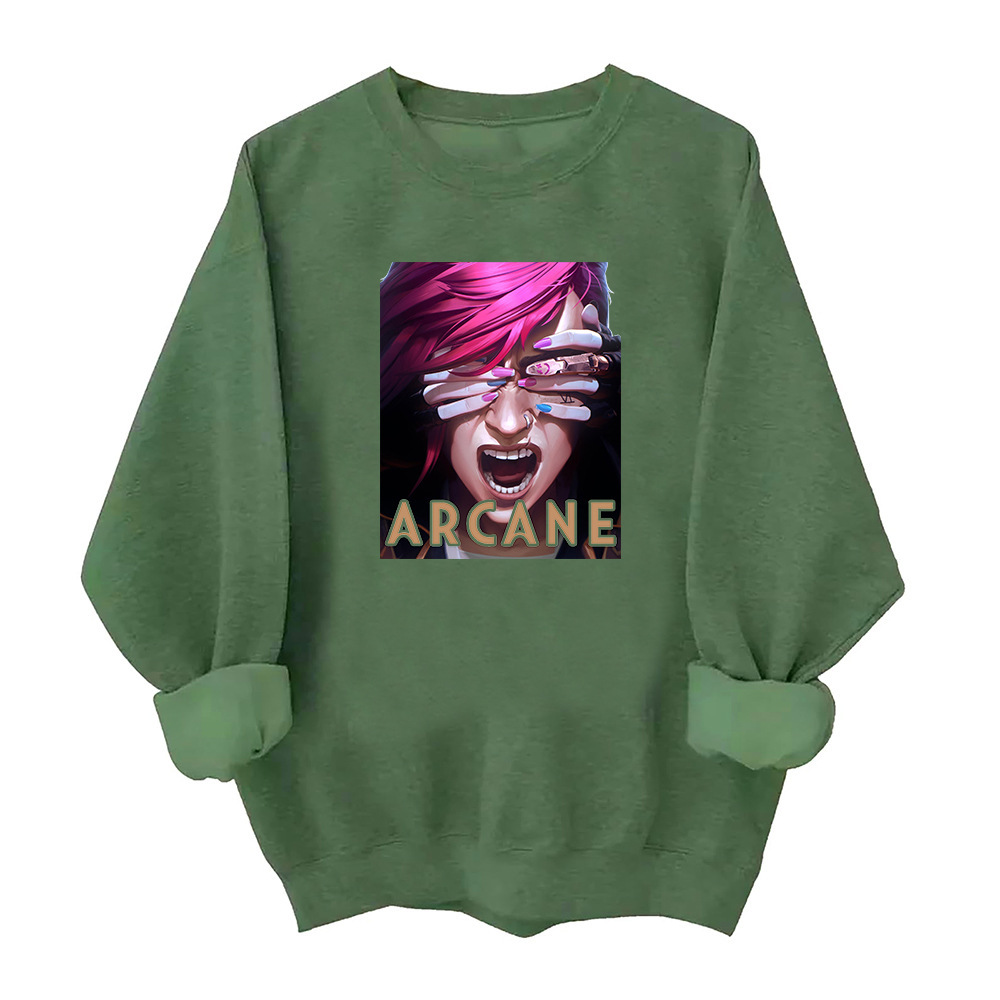Arcane Vi & Jinx Sweatshirt Harajuku Round Neck Long Sleeve