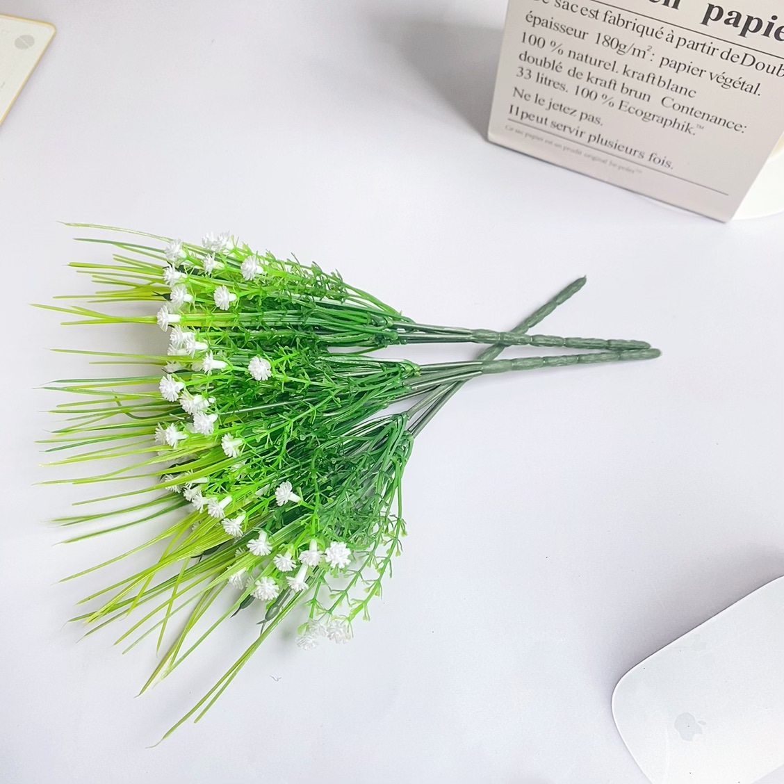 Jarrón de plástico ramo de aliento de bebé flor simulada de rosa pequeña flor falsa decorativa jardinera exterior decoración floral simulada