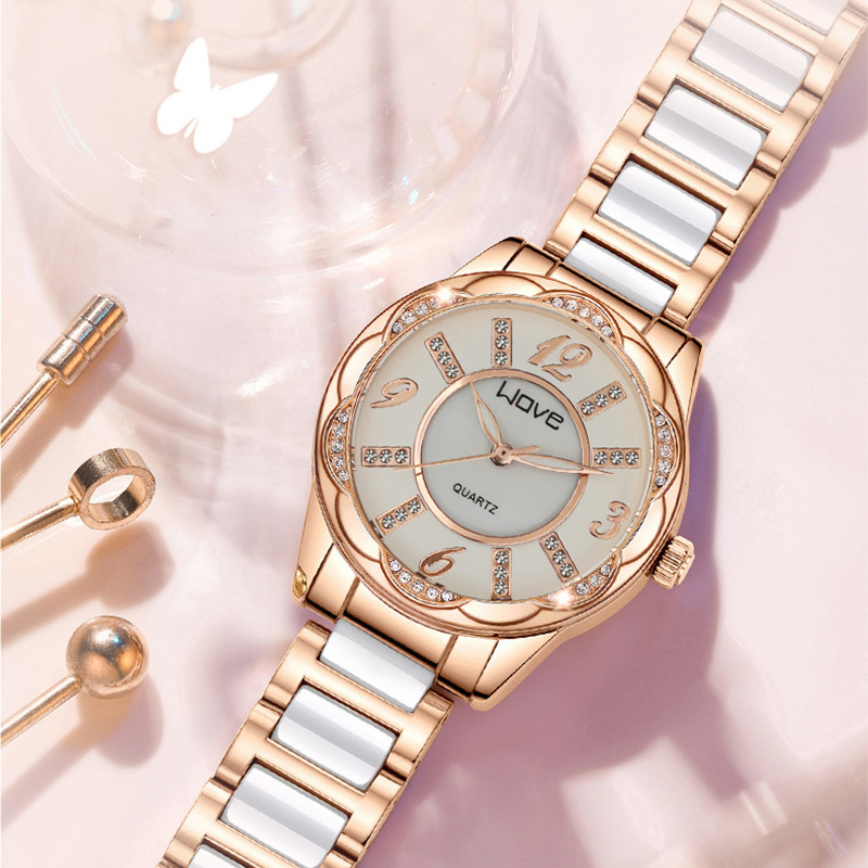 New Summer Girls' Watch Diamond Fully Automatic Quartz Watch Women's Ceramic Butterfly Buckle Women's Watch Women's Watch Wholesale