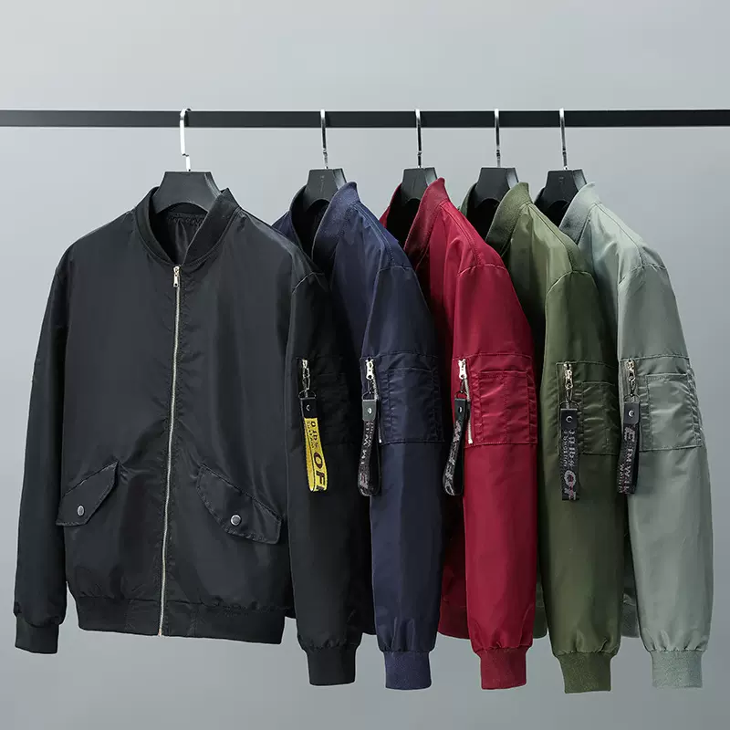 工厂直供春秋新款飞行员夹克男休闲百搭棒球服工装外套来图印logo