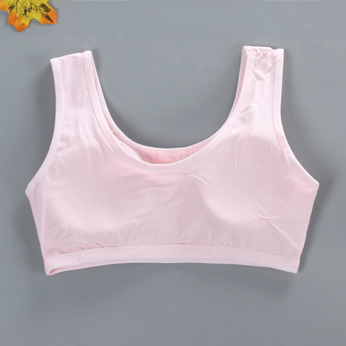 Pure Cotton Backless Bralette Set for Girls, Developmental Stage, Child Summer Bralette Top, 10-12 Years Old