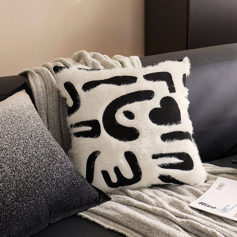 Elegante sensación de lujo ligero funda de almohada sofá almohada cojín de cintura almohada de estilo artístico abstracto de alto nivel versátil