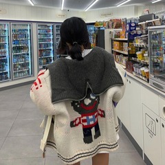 现货 韩国ins  华尔兹提花重磅手工开衫外套