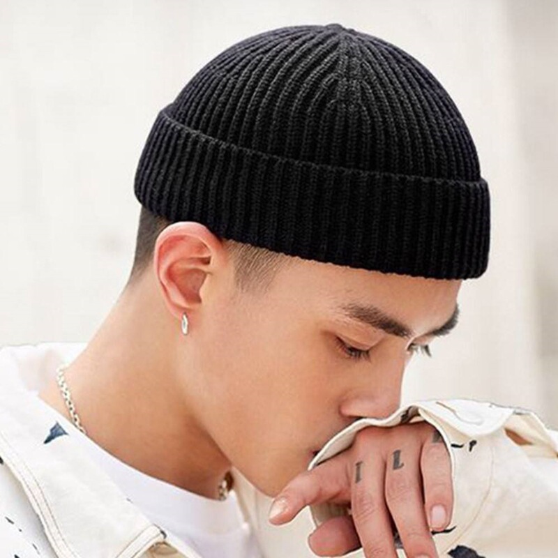 Cross-border Caps Cold Hat Men's Winter Solid Color All-match Watermelon Hip-hop Knitted Hat Wool Hat Pullover Hats